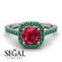 Cushion Ruby Halo Engagement Ring - Jade No. 27