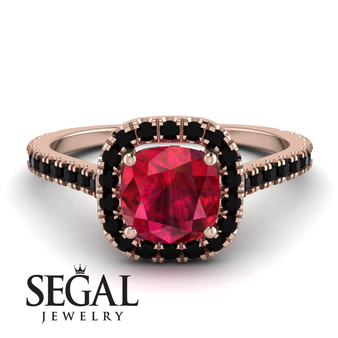 Cushion Ruby Halo Engagement Ring - Jade No. 41