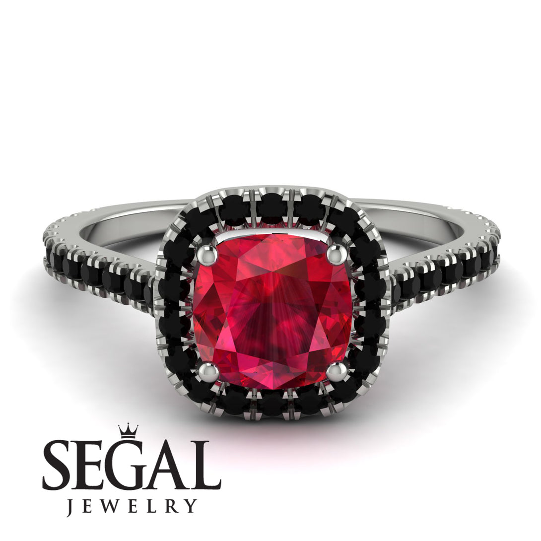 Cushion Ruby Halo Engagement Ring - Jade No. 42