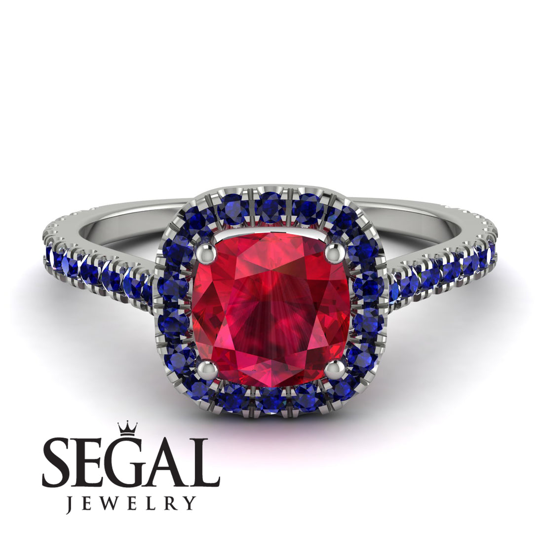 Cushion Ruby Halo Engagement Ring - Jade No. 72