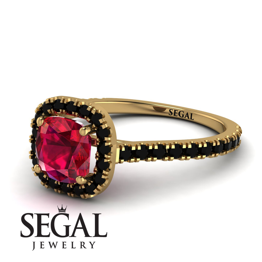 Cushion Ruby Halo Engagement Ring - Jade No. 40