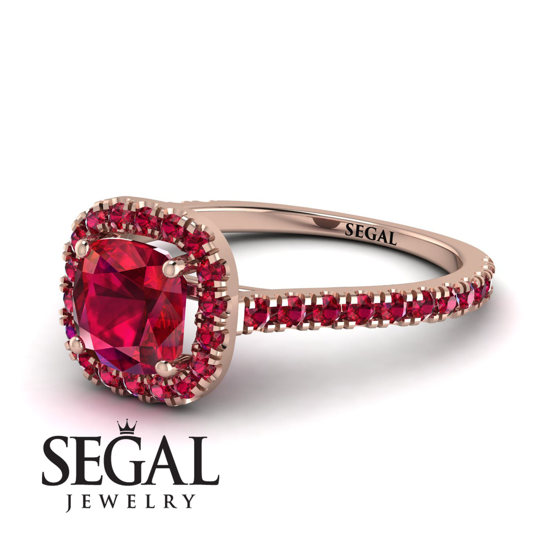 Cushion Ruby Halo Engagement Ring - Jade No. 56
