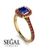 Cushion Sapphire Halo Engagement Ring - Jade No. 58 image 2