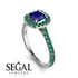 Cushion Sapphire Halo Engagement Ring - Jade No. 30