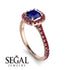 Cushion Sapphire Halo Engagement Ring - Jade No. 59