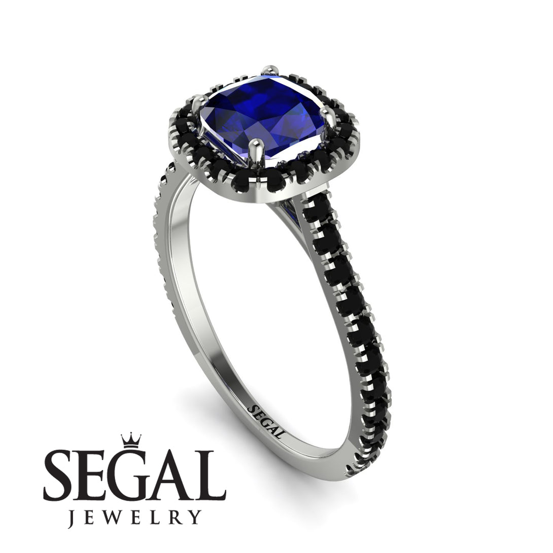 Cushion Sapphire Halo Engagement Ring - Jade No. 45
