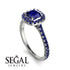 Cushion Sapphire Halo Engagement Ring - Jade No. 75