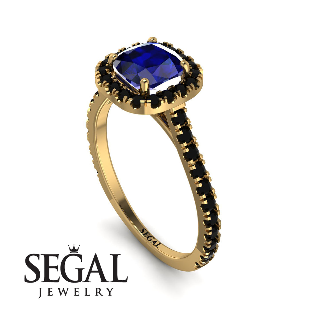 Cushion Sapphire Halo Engagement Ring - Jade No. 43