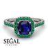 Cushion Sapphire Halo Engagement Ring - Jade No. 30