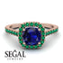 Cushion Sapphire Halo Engagement Ring - Jade No. 29