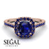 Cushion Sapphire Halo Engagement Ring - Jade No. 74