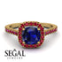 Cushion Sapphire Halo Engagement Ring - Jade No. 58