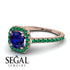 Cushion Sapphire Halo Engagement Ring - Jade No. 29