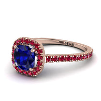 Cushion Sapphire Halo Engagement Ring - Jade No. 59 image 1