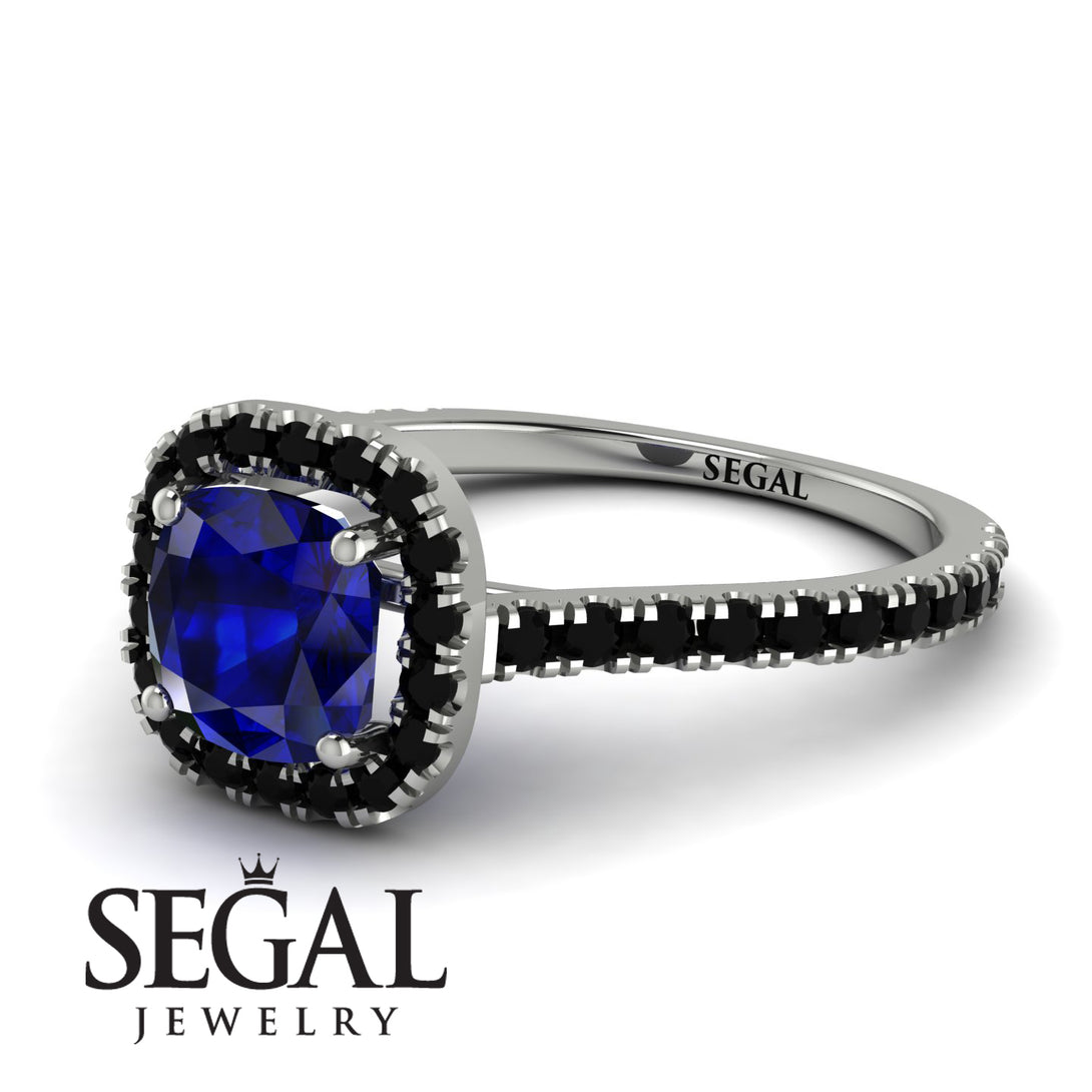 Cushion Sapphire Halo Engagement Ring - Jade No. 45