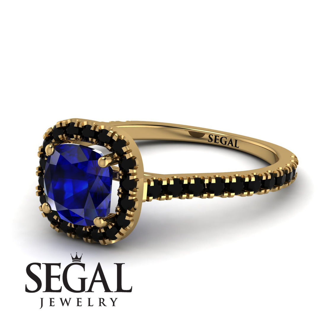 Cushion Sapphire Halo Engagement Ring - Jade No. 43