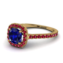 Cushion Sapphire Halo Engagement Ring - Jade No. 58 image 1
