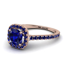 Cushion Sapphire Halo Engagement Ring - Jade No. 74 image 1