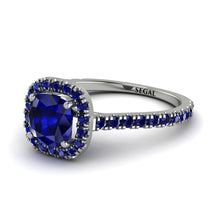 Cushion Sapphire Halo Engagement Ring - Jade No. 75 image 1
