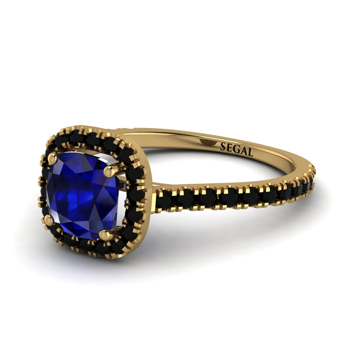 Cushion Sapphire Halo Engagement Ring - Jade No. 43