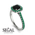 Cushion Black Diamond Halo Engagement Ring - Jade No. 24