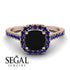Cushion Black Diamond Halo Engagement Ring - Jade No. 68