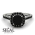 Sharanya Cushion Black Diamond Halo Engagement Ring - Jade No. 39 & Naomi No. 9