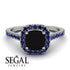 Cushion Black Diamond Halo Engagement Ring - Jade No. 69 image 3