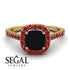Cushion Black Diamond Halo Engagement Ring - Jade No. 52