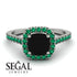 Cushion Black Diamond Halo Engagement Ring - Jade No. 24 image 3