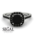 Cushion Black Diamond Halo Engagement Ring - Jade No. 39