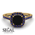 Cushion Black Diamond Halo Engagement Ring - Jade No. 67