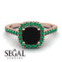 Cushion Black Diamond Halo Engagement Ring - Jade No. 23