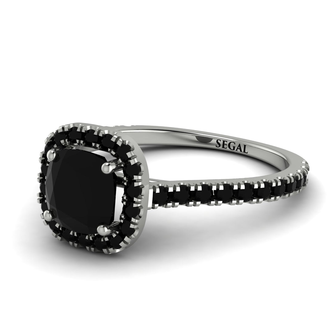 Cushion Black Diamond Halo Engagement Ring - Jade No. 39