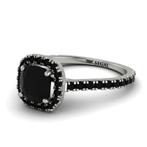 Cushion Black Diamond Halo Engagement Ring - Jade No. 39 image 1