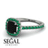 Cushion Black Diamond Halo Engagement Ring - Jade No. 24