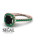 Cushion Black Diamond Halo Engagement Ring - Jade No. 23
