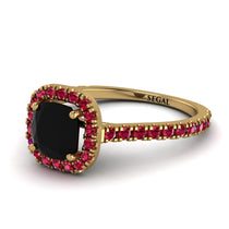 Cushion Black Diamond Halo Engagement Ring - Jade No. 52 image 1