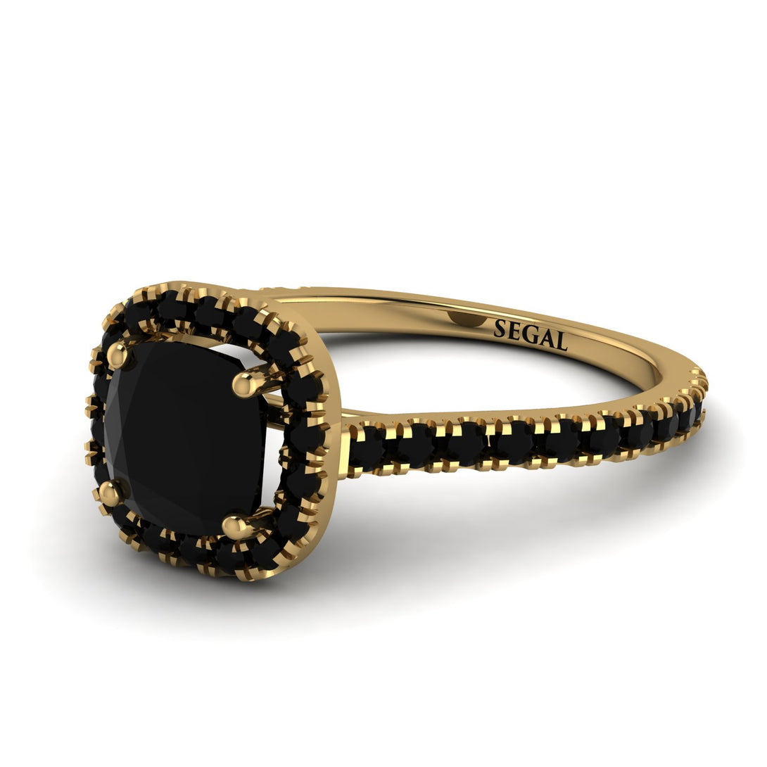 Cushion Black Diamond Halo Engagement Ring - Jade No. 37