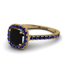 Cushion Black Diamond Halo Engagement Ring - Jade No. 67 image 1