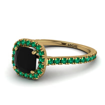 Cushion Black Diamond Halo Engagement Ring - Jade No. 22 image 1