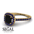 Cushion Black Diamond Halo Engagement Ring - Jade No. 67
