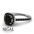 Sharanya Cushion Black Diamond Halo Engagement Ring - Jade No. 39 & Naomi No. 9