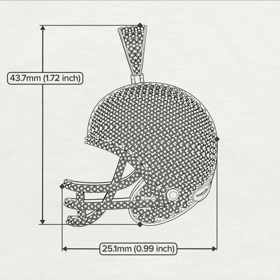American Football Helmet Sapphire Pendant - Dennis No. 14