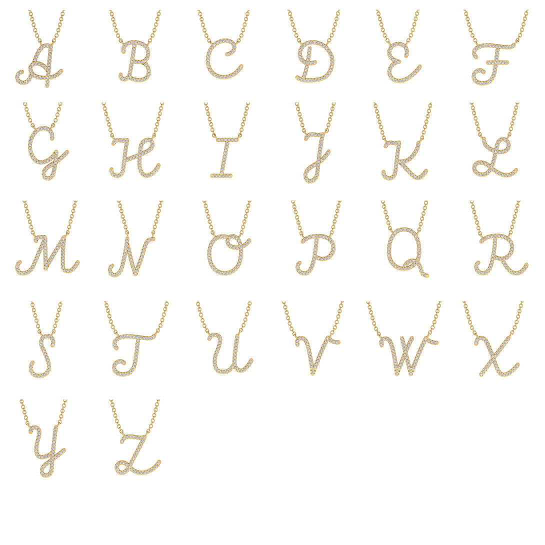 Diamond Gold Letter Necklace - I