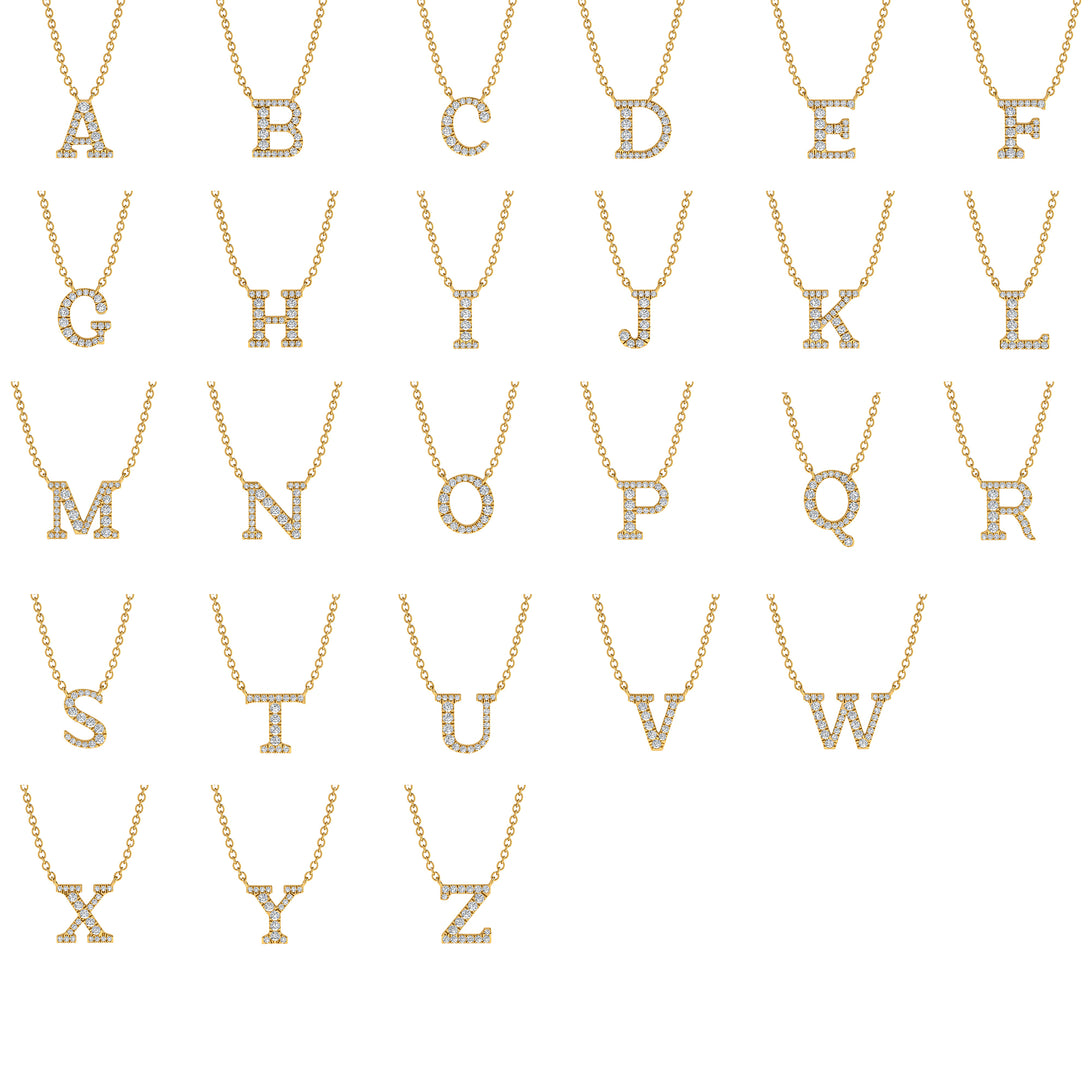 Diamond Gold Initial Necklace - T