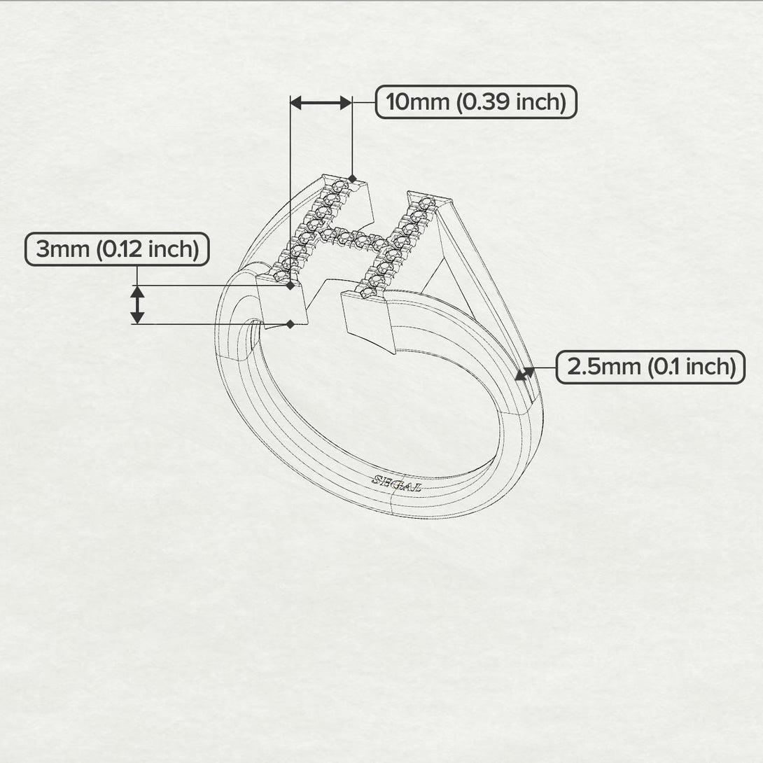 White Diamond Initial H Ring