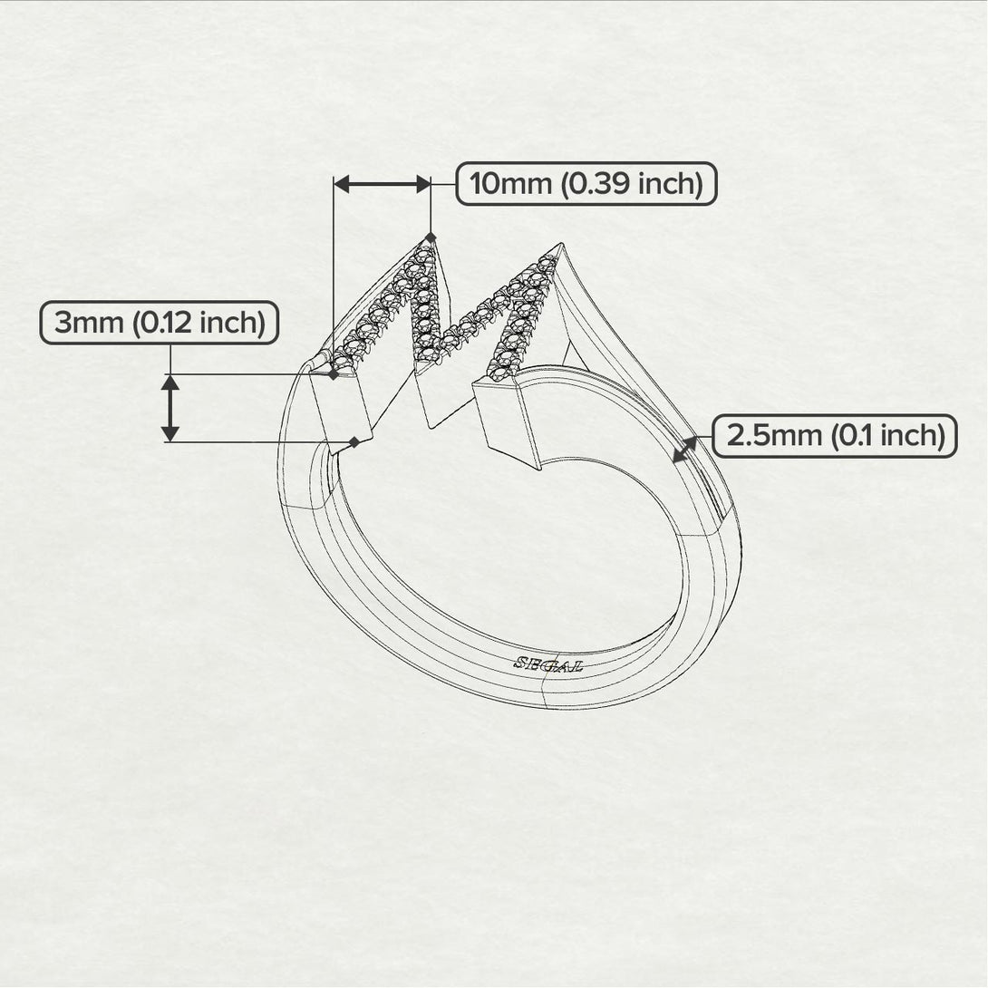 White Diamond Initial M Ring