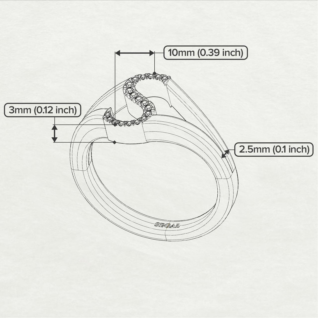 White Diamond Initial S Ring