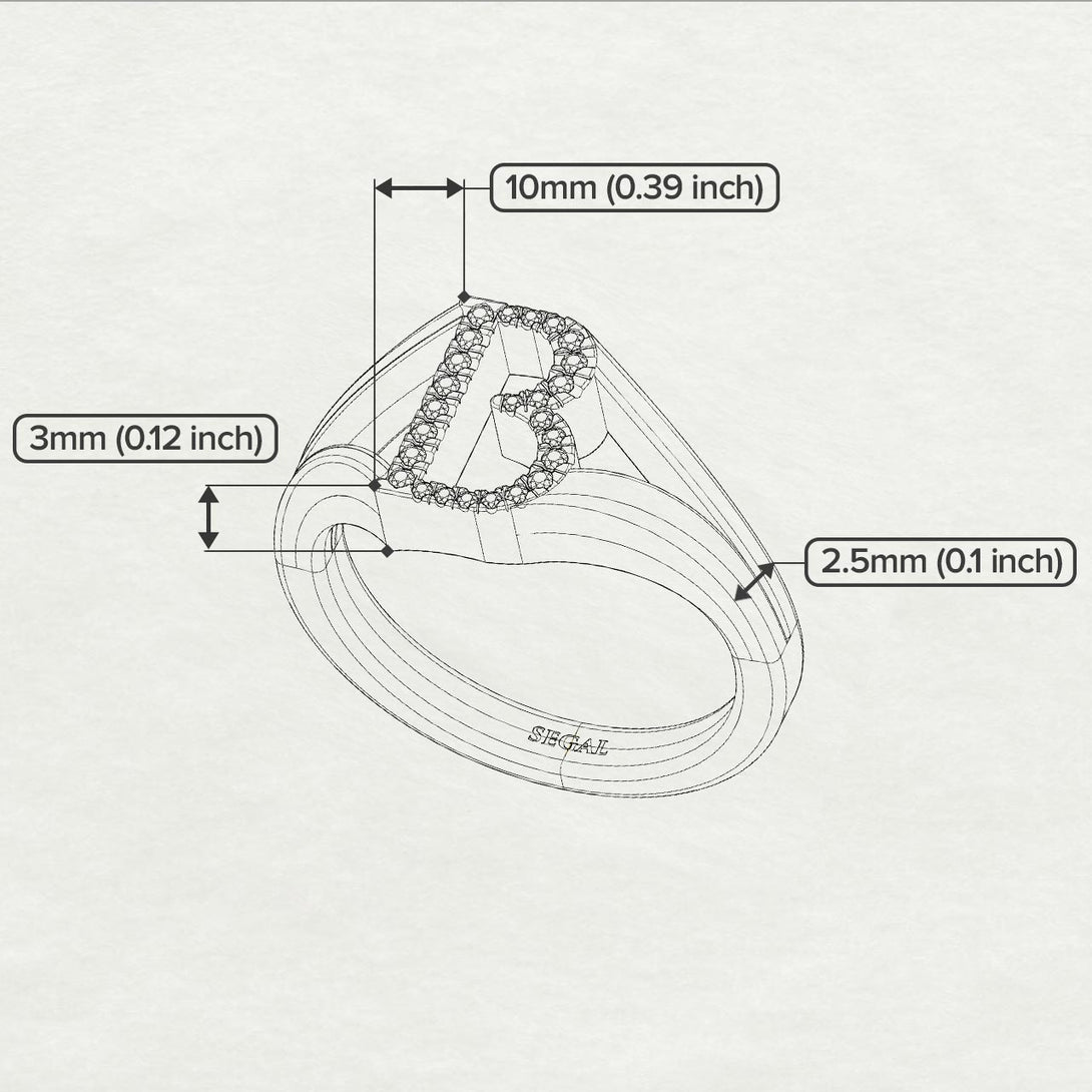White Diamond Initial B Ring
